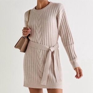 NWT Francesca’s Diane Cable Knit Tie Waist Dress